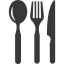 Icons of 3 utensils: spoon, form, and knife