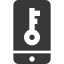 Icon of a key cut out of a card