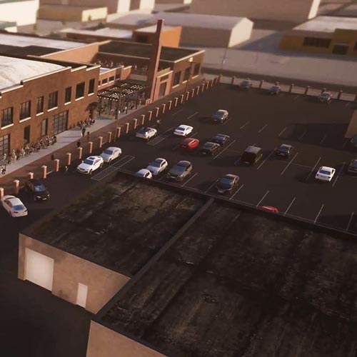 Computer Rendering of Parking lot and tops of buildings